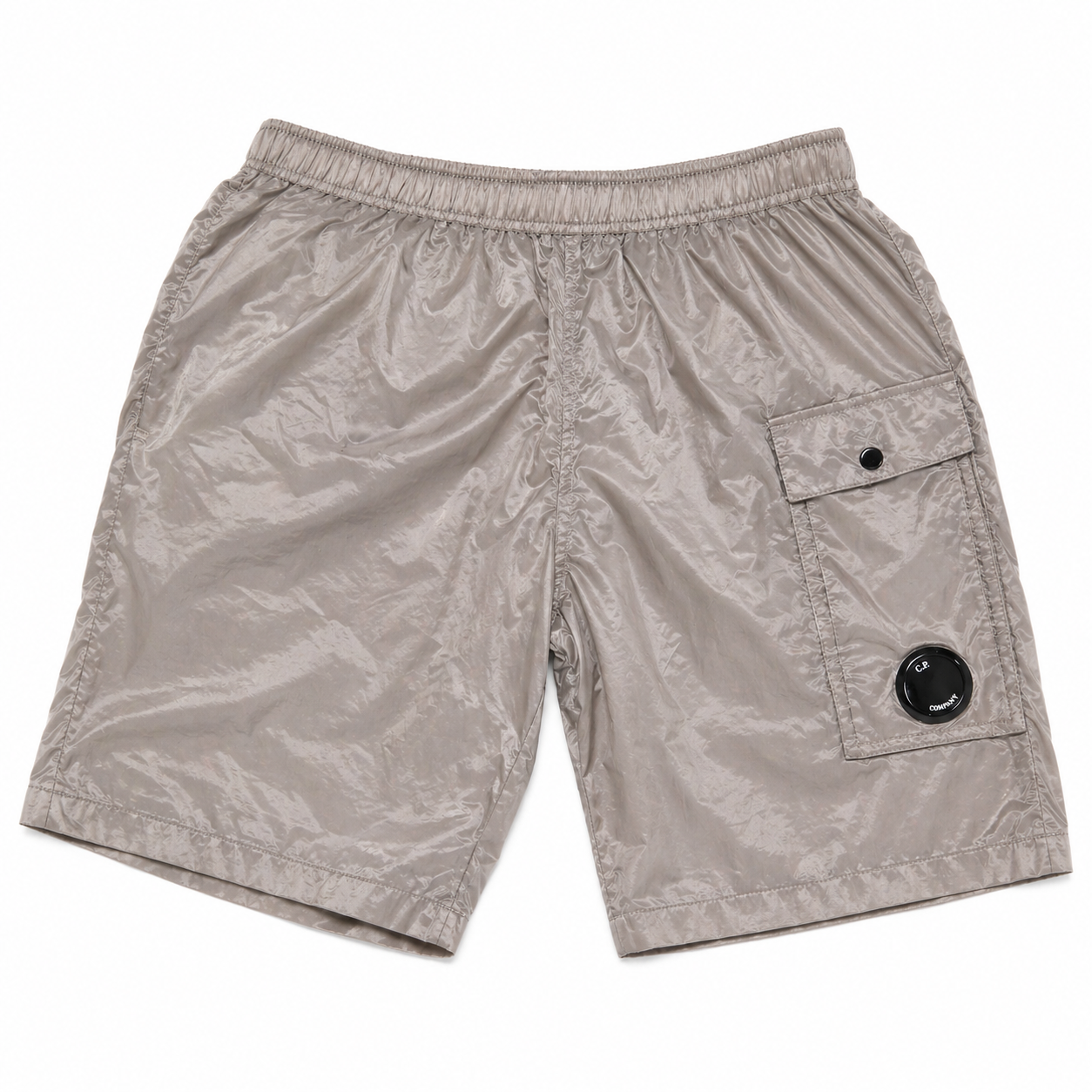 C.p Company Mens Swim Shorts Sliver, L Size, Emblem Badge Light Weight